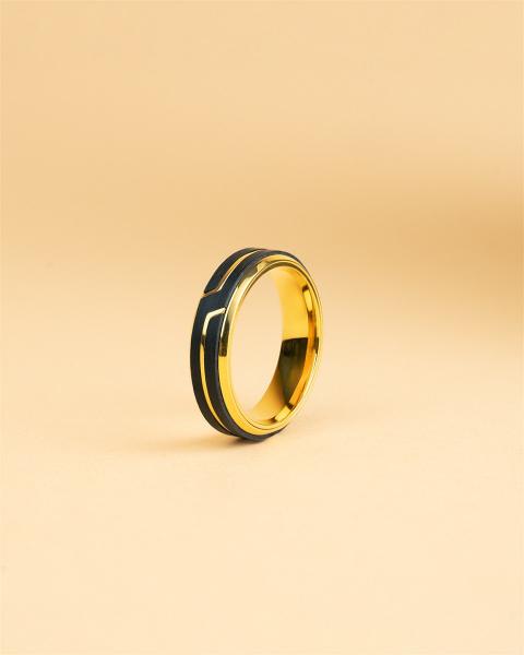 Gold-Titanring mit geschmiedetem Carbon-Finish - Rex Gold